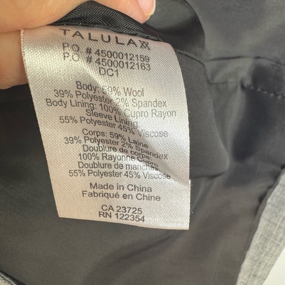 Aritzia Talula Gray wool blend preppy academia Blazer Jacket Women Size 2 - Picture 6 of 7